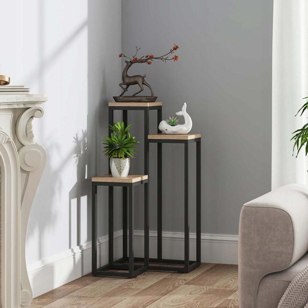 Kwietnik Stojak Na Kwiaty Rośliny Artisan-Czarny Podłogowy Stojący Metalowy