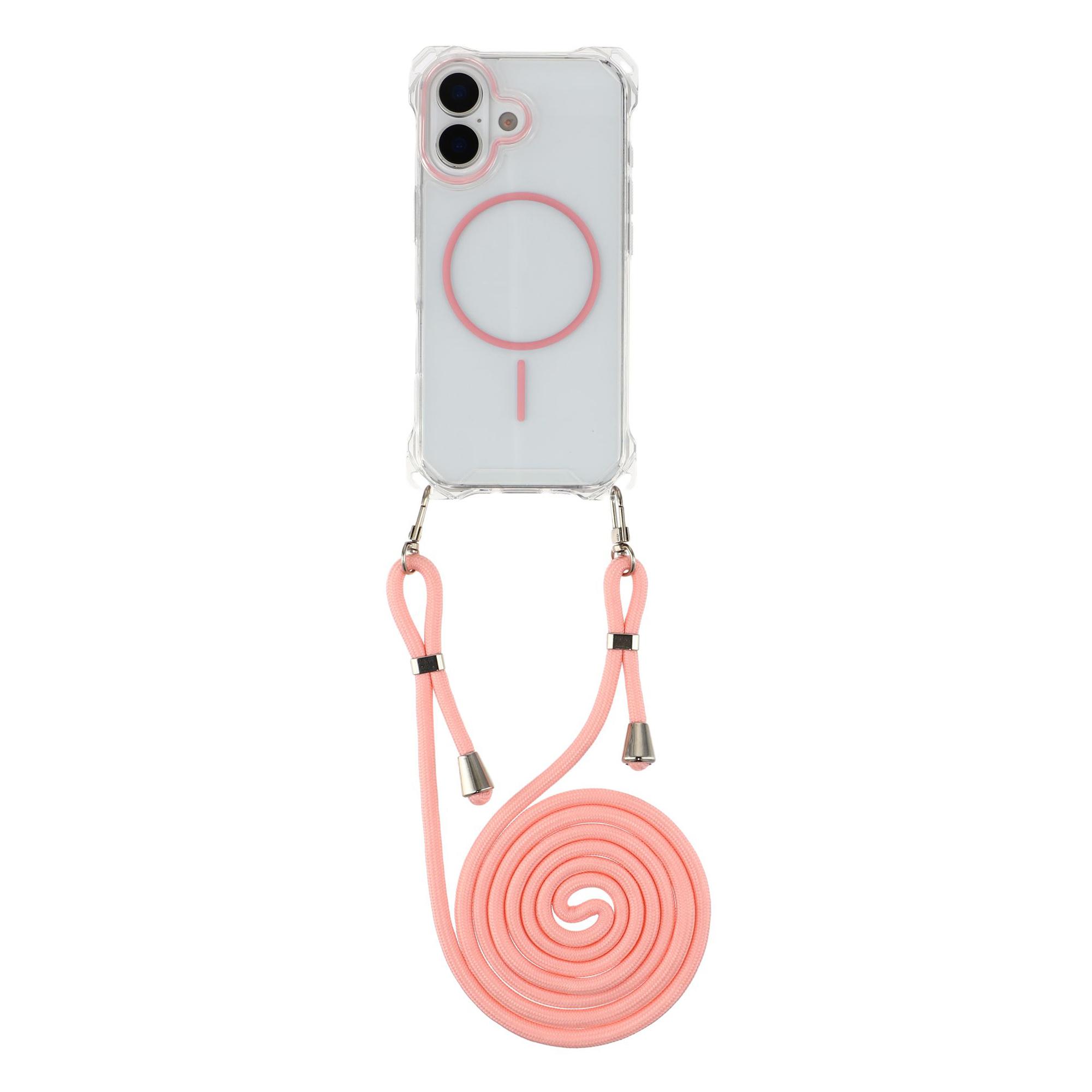

For iPhone 17 Magnetic Case with Lanyard Drop-Proof TPU + PC Phone Back Cover