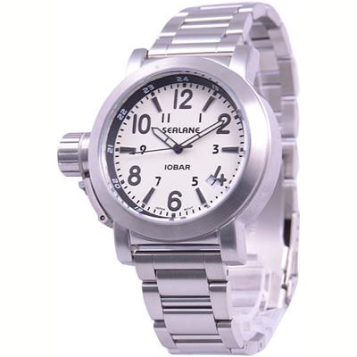 SEALANE Herren SE43-MWH (10atm wasserdichte Uhr Sonnenflamme) Runde Uhr Silber Edelstahl Analog