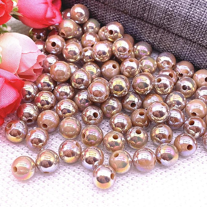 30pcs/lot 10mm AB Color Round Acrylic Bead Loose Spacer Beads For Jewelry Making DIY Accessories