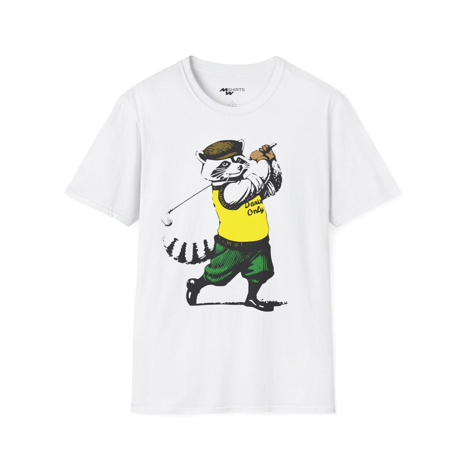 Gold Playing Raccoon T-Shirt: Vintage Style Graphic Tee 3XL