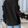 Damen Herbst Winter Pullover und Strickwaren Rundhals Schleife Langarm Strickpullover Tops