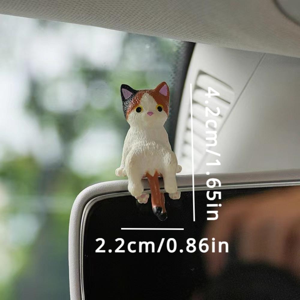Whimsical Cat Resin Statue, Multi-Scene Adhesive Anime Party Decorations, No Power Required, Suitable for Car Dashboard and Aquarium Decoration