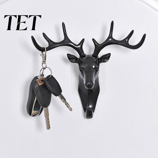 Bathroom Towel Holders Deer Head Wall Hook, Adhesive Antler Decorative Hanger, Modern Stable Load Bearing Hooks Plastic Mount Organizer for