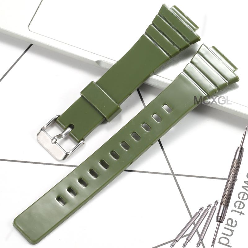 Pryskyřičný řemínek na hodinky pro Casio W-215H W215H W-217H F105W F108WH Náhradní řemínek 18mm Vodotěsné sportovní hodinky Příslušenství