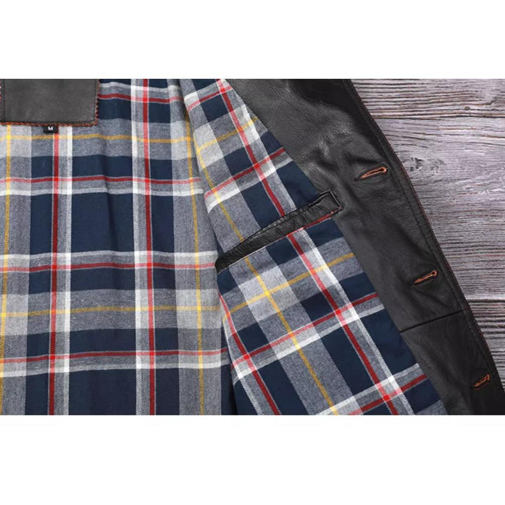 Giacca lunga da uomo in vera pelle, taglia cinese, classica, nera, in pelle di mucca, casual, in tessuto di pelle
