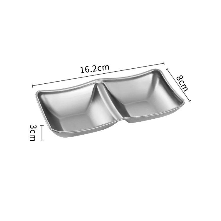 304 Stainless Steel Seasoning Dish Hot Pot Dipping Bowl Soy Sauce Barbecue Sushi Vinegar Plate Condiment Tray Kitchen Tableware