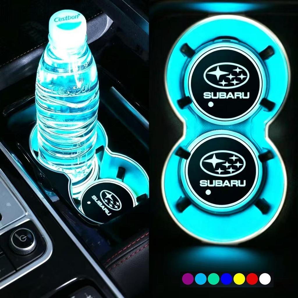 Car Colorful Glowing Water Cup Pad Emblem Accessory For Subaru STI Outback Forester Impreza XV Legacy WRX BRZ Tribeca ge3