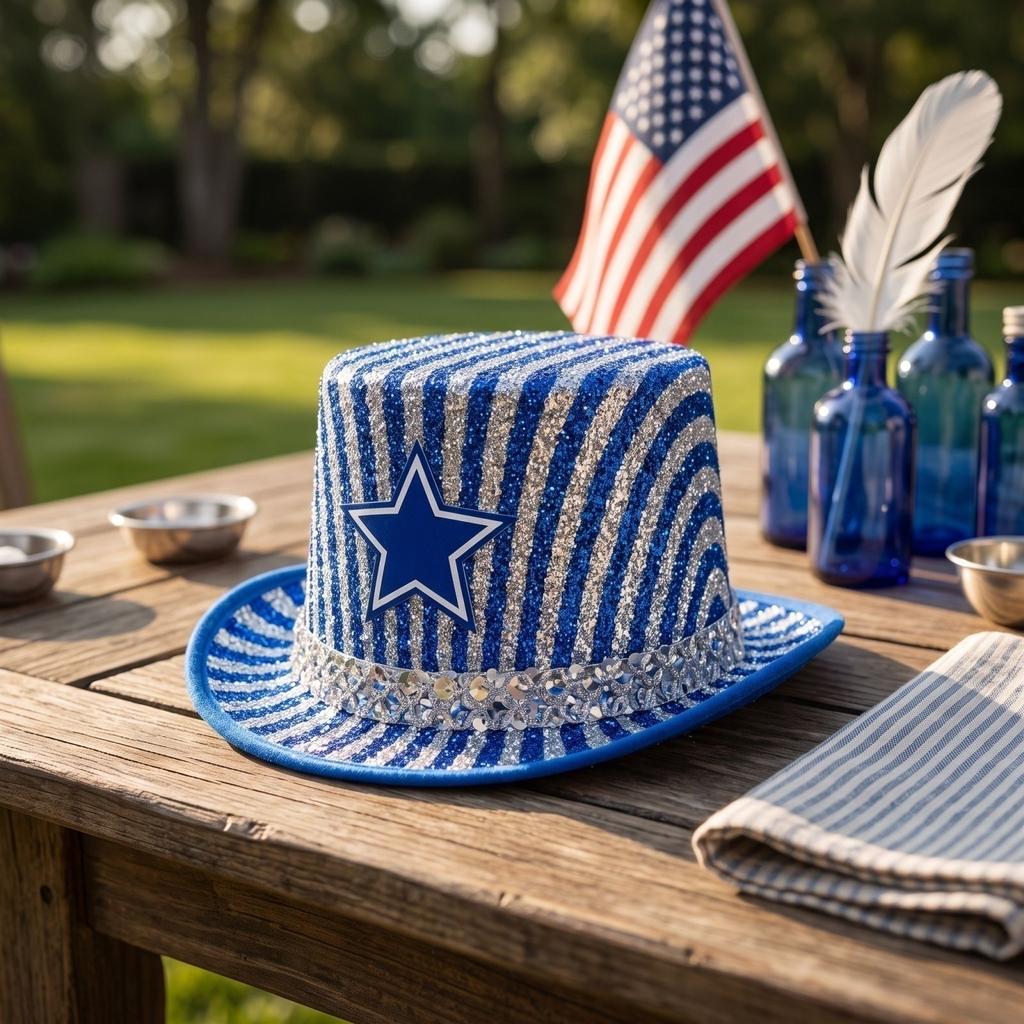Unisex Patriotic and Feather Top Hat for Fourth of Celebrations