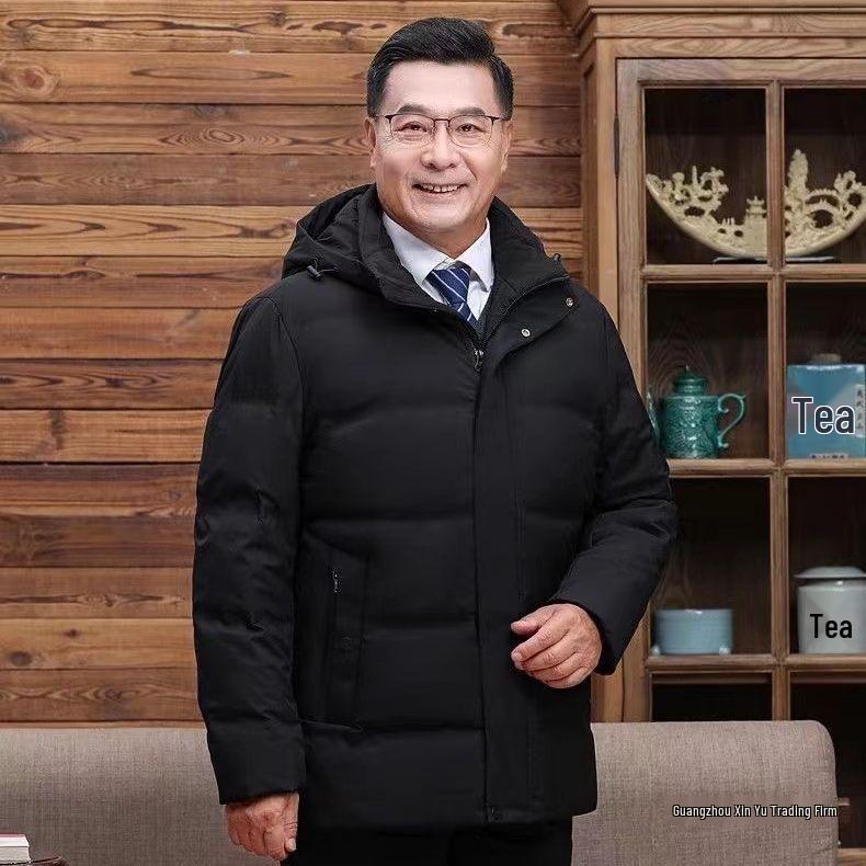 Men's Short Down Jacket - Warm, Thickened Winter Coat for Middle-Aged & Elderly