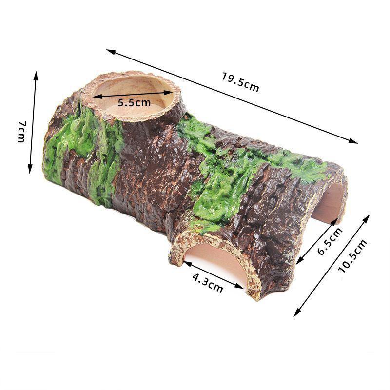 Natural Bark Style Reptile Hideaway Cave Resin Shelter For Lizard Snake Amphibian Hiding Shedding Terrarium Landscape Ornament