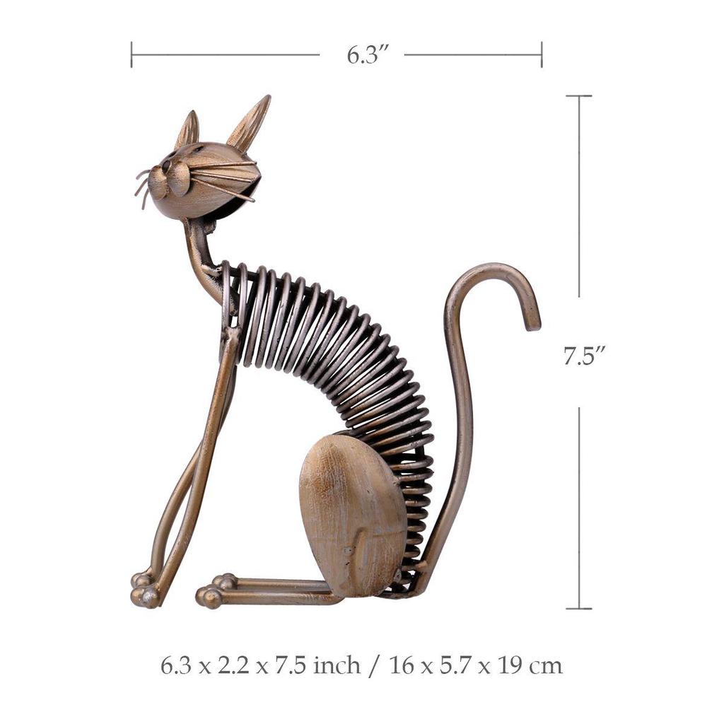TOOARTS Metal Sculpture Iron Art Cat Spring Cat Handicraft Crafting Decoration Home Furnishing Ornaments