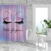 1 piece of 180x180cm pink purple gradient eyelash print shower curtain partition bathroom waterproof and mold resistant Pusheen