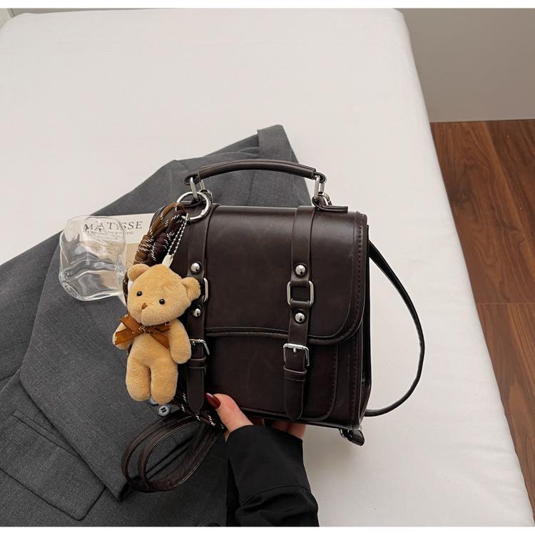 

College style retro backpack women s 2025 new Korean version niche contrasting color travel backpack portable messenger bag tide темно-коричневого