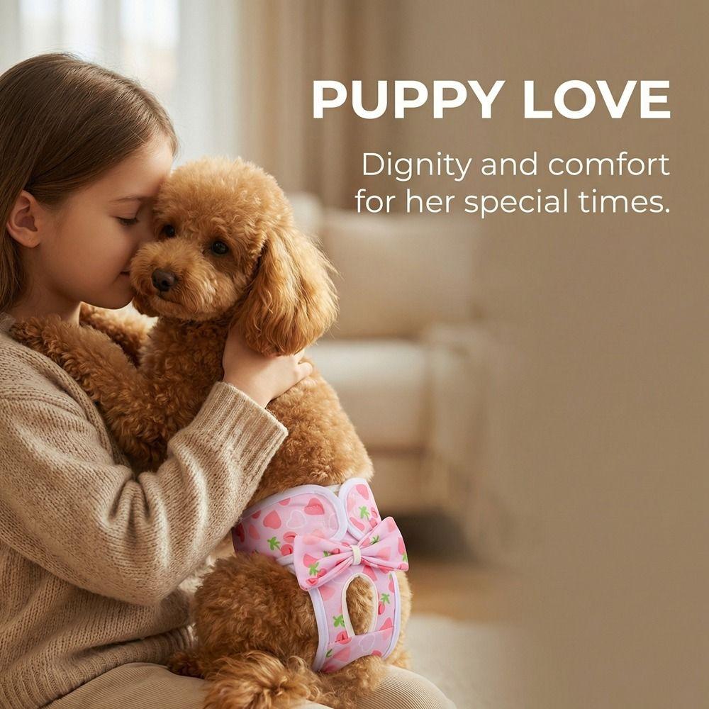 Adjustable Dog Diaper Cartoon Print Dog Sanitary Pants Pet Protective Pants  for Dogs Puppy