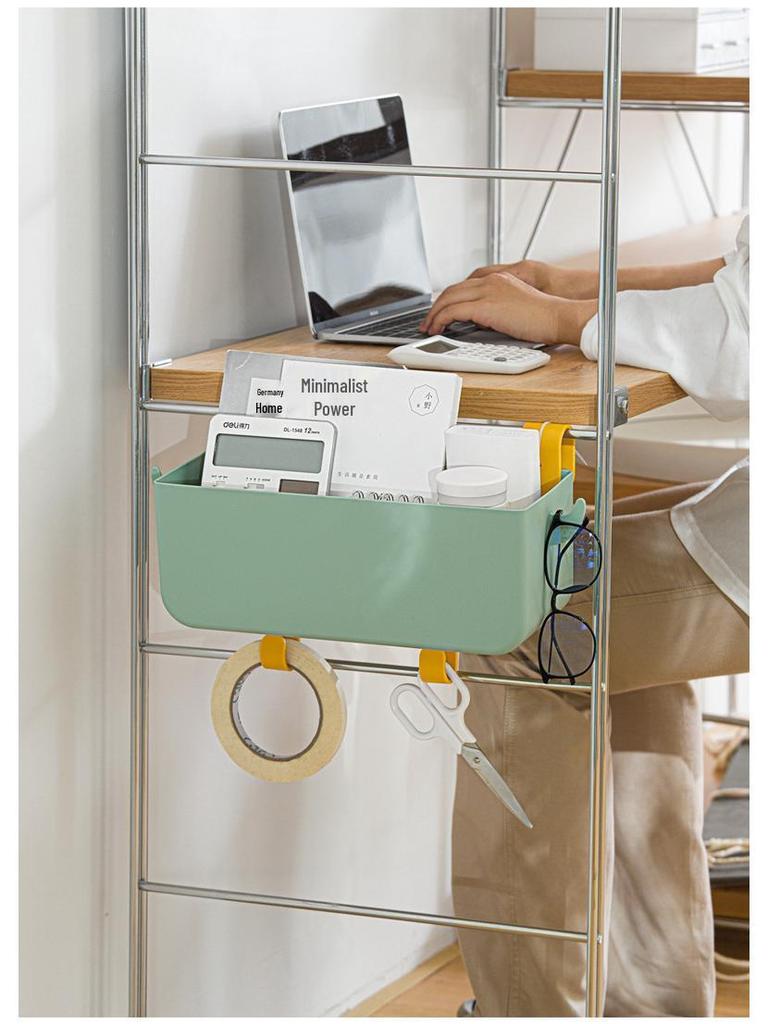 Nachuan Bedside Organizer Basket with Hooks - Large Capacity Compartmented Storage Box