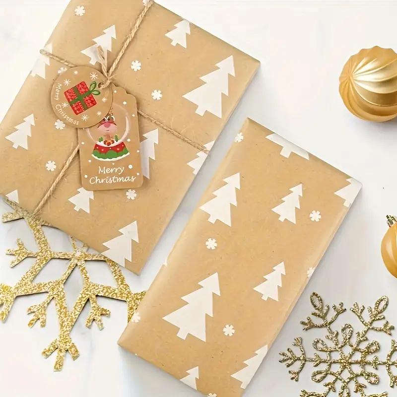 Christmas Gift Wrapping Paper with Snowflake Tree Pattern Paper Roll 16.9"x590" Eco-Friendly Paper Material for Holiday Presents