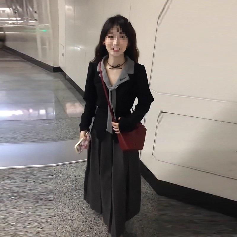 Women's High-Waisted Woolen Pleated A-Line Skirt - Mid-Length, Petite Fit, Autumn/Winter Solid Color Skirt with Good Drape.