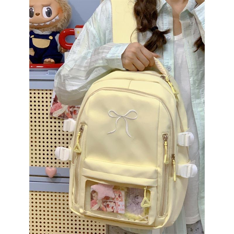 Wind High Value Versatile Girl Small Schoolbag Large Capacity Small Junior High School Student Embroidered Bow Backpack