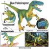Blue Velociraptor Deinonychus Dinosaur Toy - Jurassic Cognitive Simulation Gift for Kids
