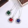 Simulation Copper Bottom Main Stone Color Treasure Set Women'S Light Luxury Necklace Gold-Plated Wind Simple Artificial Crystal Commute