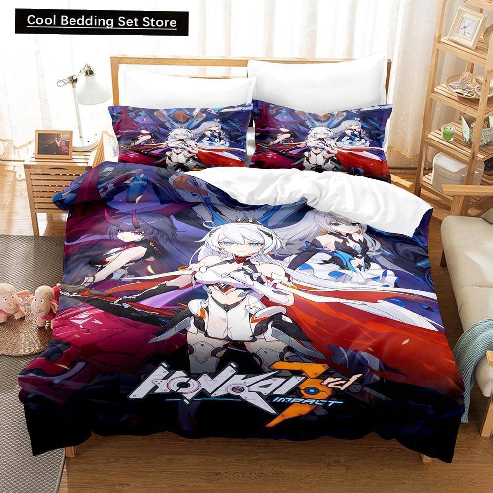Spel Honkai Impact 3 Sängkläder Set Enkelsäng Tvilling Full Queen King Size Sängset Vuxen Barn Sovrum Påslakanset Anime Lakan Set