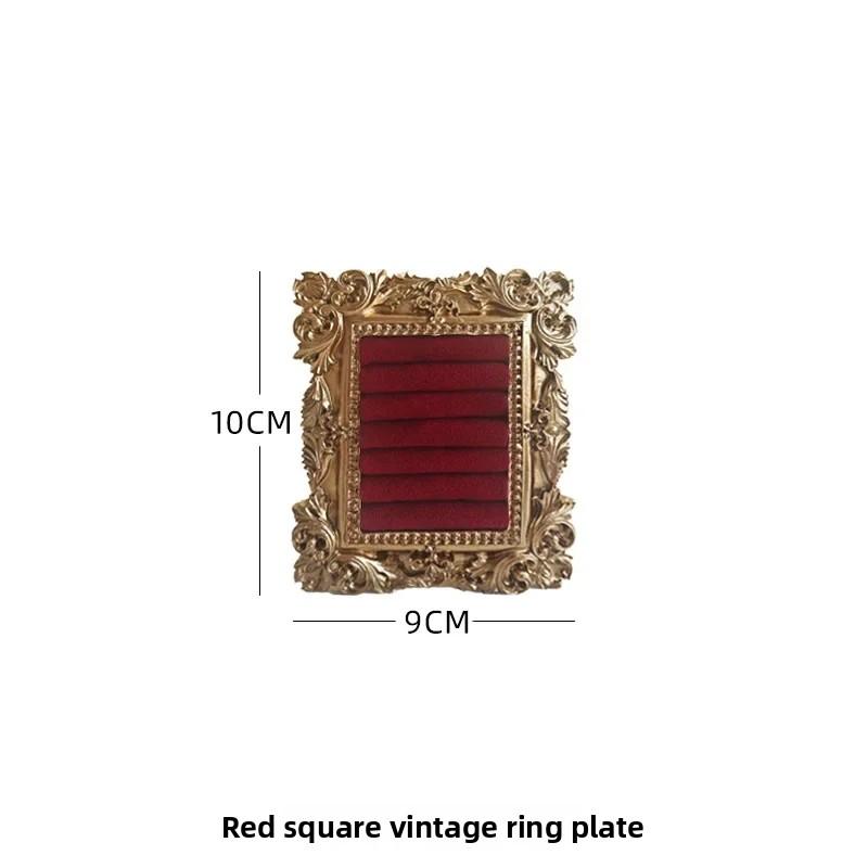 Antiker barocker geprägter Rahmen Schmuck-Ausstellungsständer Samtausgekleidetes Ringaufbewahrungsfach Antikgoldener Schmuckorganisator Fotografie-Requisite Für Geschäft