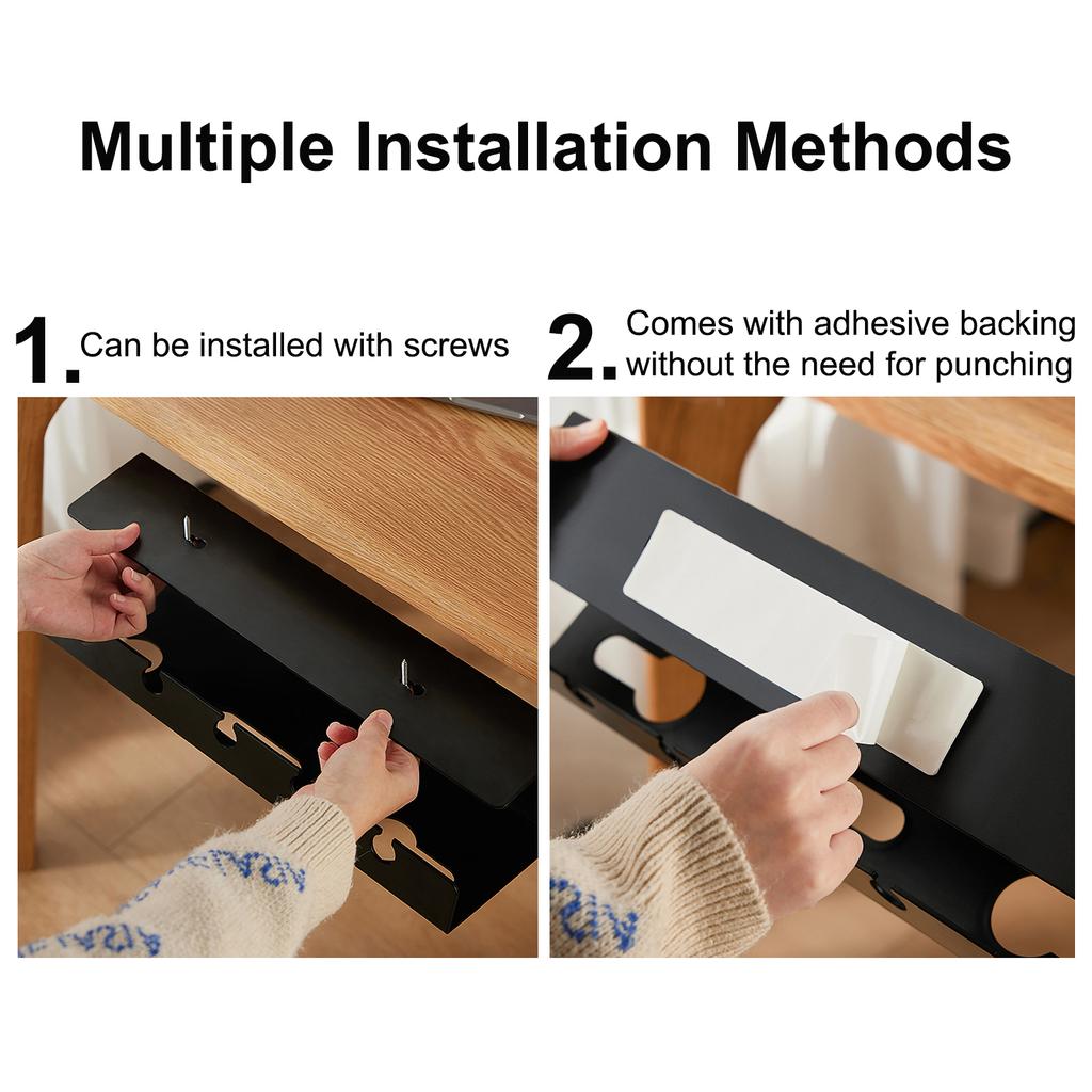 Kabelmanagement unter dem Schreibtisch, Kabelwanne unter dem Schreibtisch mit Klemme, Steckdosenleiste, Kabelhalter, ohne Bohren, für verschiedene Tische