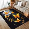 Moonlight Butterfly Area Rug – Non-Slip, Vibrant Orange Butterflies & Moon Design, Soft Crystal Velvet, Elegant Home Decor for