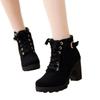 Stiefel Frauen Schuhe Frauen Mode High Heel Lace Up Ankle Stiefel Damen Schnalle Plattform Künstliche Leder Schuhe bota feminina