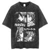FAIRY TAIL Anime Unisexga Peripherals Tshirt Natsu Lucy Happy Gray Graphic Print Washed Vintage Short Sleeve Unisex Women Cotton Tee