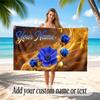 Floral Garden Theme Soft Beach Towel Personalized Custom Name Text Towel Portable for Beach Pool Travel