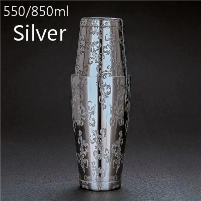 650ml/800ml Boston Cocktail Shaker With Etched Pattern Bar Cocktail Shaker Tin Set Bar Tool