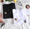 European Heavy Embroidered Cotton Women's Mid-Length White Short-Sleeve T-Shirt for Summer 2025