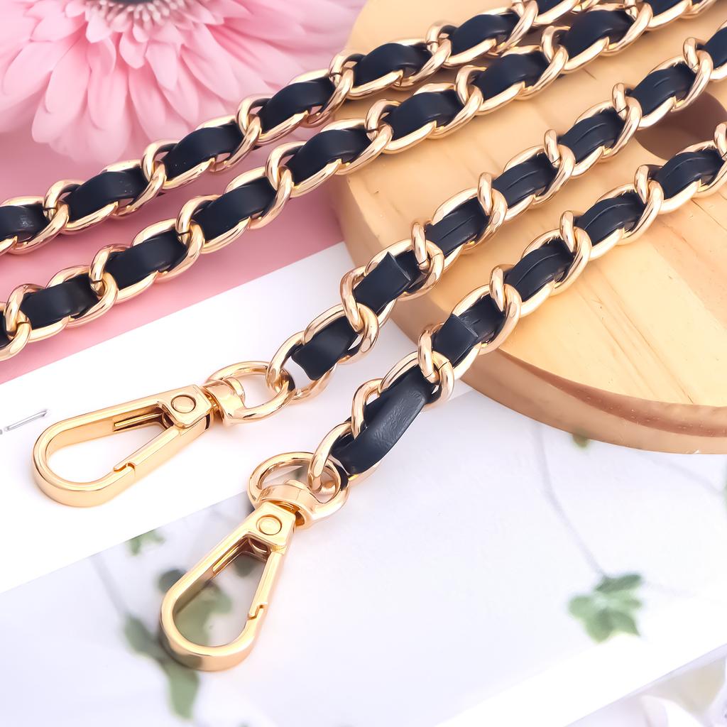 47in PU Leather Flat Chain Strap Handbag Chains Purse Straps Shoulder Cross Body Replacement Strap DIY Purse Making