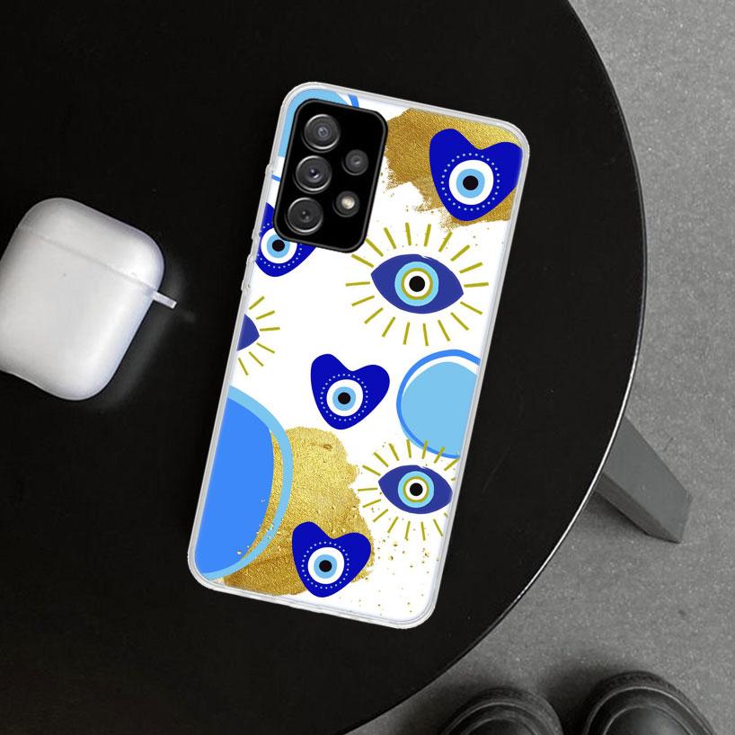 Lucky Blue Evil Eye Phone Case Cover for Samsung Galaxy A12 A22 A32 A52 A72 A02S A51 A50S A31 A20S A10S Note 20 Ultra 10 Plus Ga