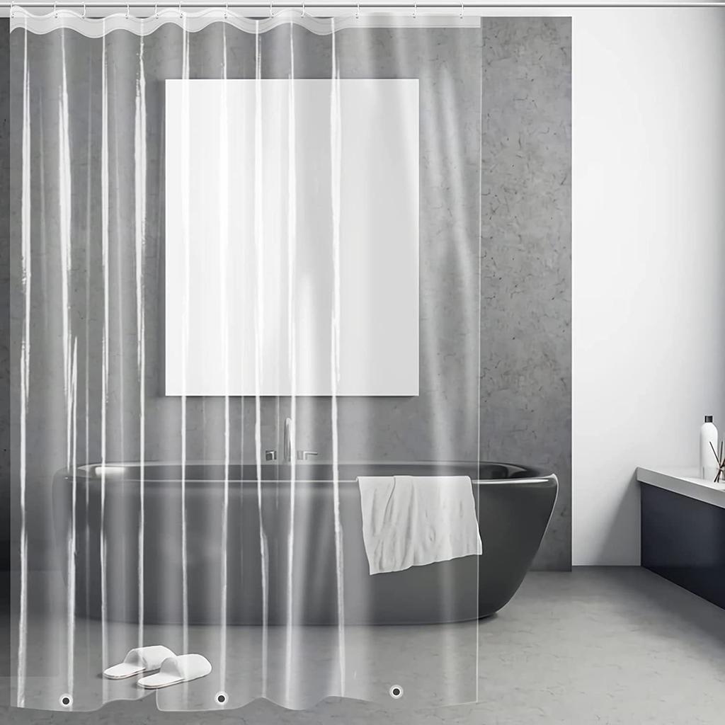 3D Translucent Shower Curtain Waterproof Mildew EVA Bath Curtains Bathroom Curtain with Hooks
