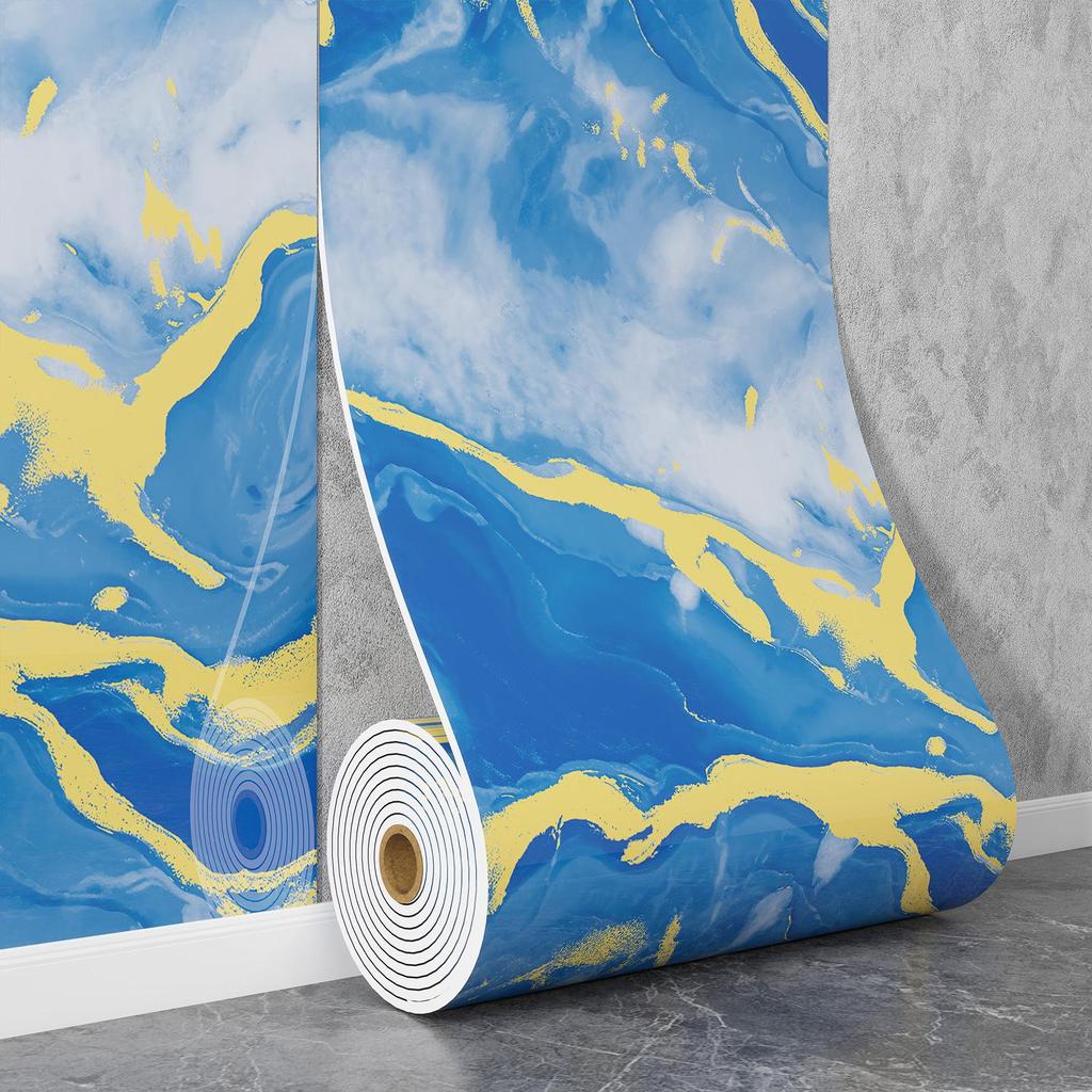 Self-Adhesive Waterproof Imitation Marble Tile Wall Sticker for Bathroom, Living Room, Kitchen, and TV Background.