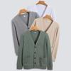 Cardigan Suéter Tricotado Masculino Outono Liso Casual Roupas Masculinas Moda Coreana Algodão Gola V Suéter Masculino