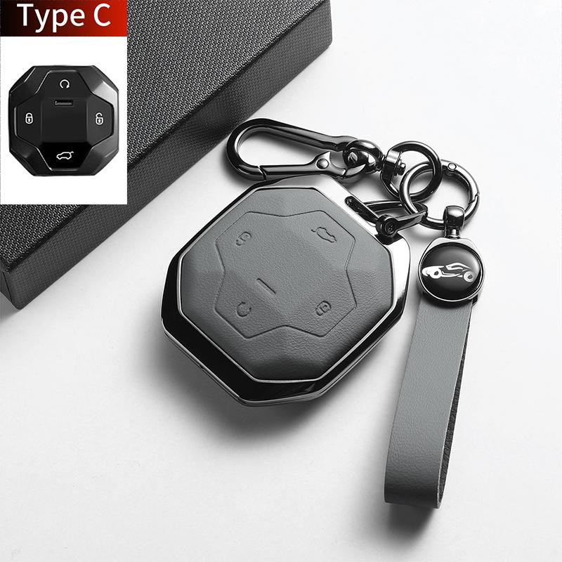 For Chery Jetour Traveller 2023 2024 Jetour T2 T1 Freedom Leather Metal Car Key Case Cover Fob Key Shell Decorative Accessories