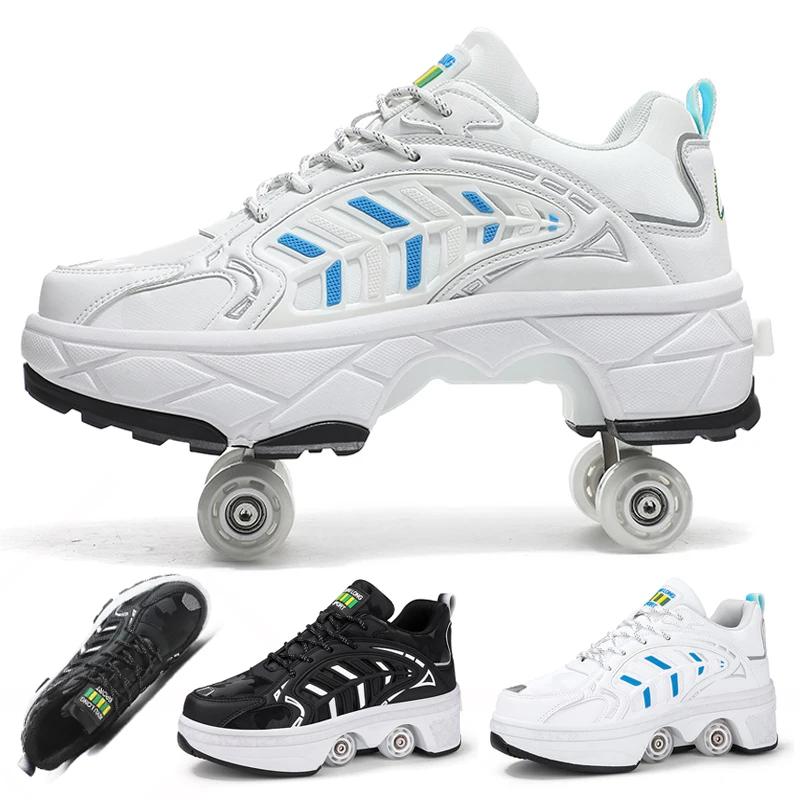 2025 New Roller Skates Students Outdoor Wheel Shoes Multi-functional Sports Shoes 33-43 Size High Quality Roller Skates