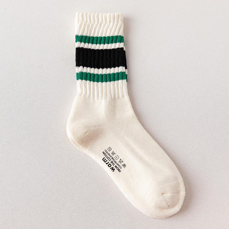 

Мужские носки до середины икры Cityboy в японском рабочем стиле - Полосатые махровые носки для скейтбординга и спорта One Size (36-44) чёрный/зелёный