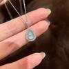 Women Imitation Blue Chalcedony Gourd Pendant Necklace Inlaid Zircon New Chinese Style Simple Clavicle Chain Jewelry