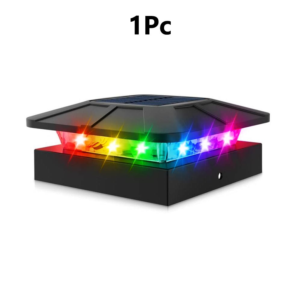 RGB Color Changing Solar Post Cap Light Outdoor 4x4 Solar Powered Fence Light Waterproof For Wood Vinyl Post Deck Porch Lighting
