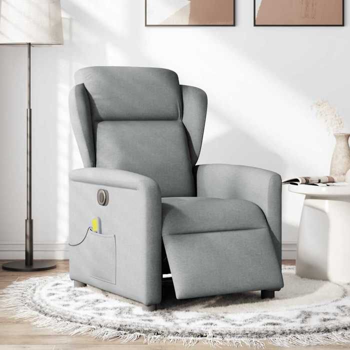 VidaXL Electric Reclining Massage Chair Light Grey Fabric 3303124