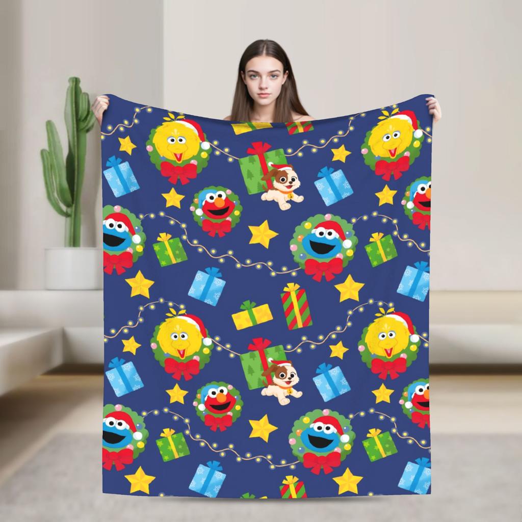 Super Warm Blanket Airplane Travel Zoe and Rosita on Yellow Bedding Throws S-Sesames Streets Flannel Bedspread For Couch Bed