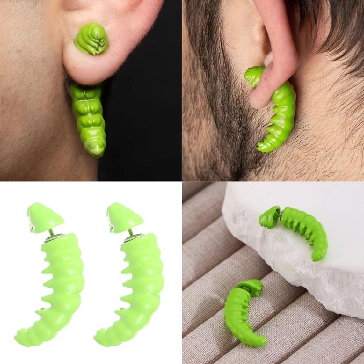 Fashionable Green Caterpillars Earrings Sturdy Resin Materials Fashion Jewelry Accessory for Comfort and Styles