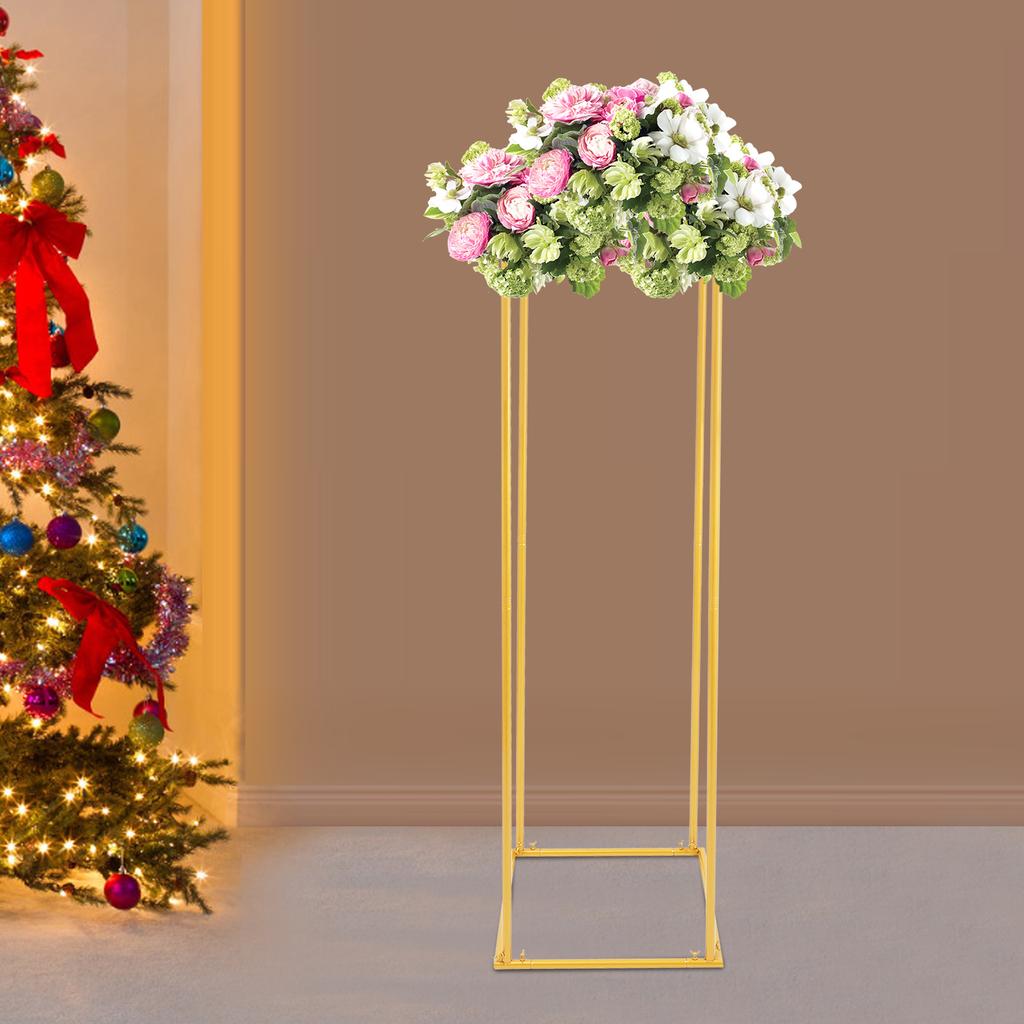 Elegant Gold Wedding Flower Stand, Rectangular Metal Display Rack for Party Decor, Modern Steel Floral Holder for Home & Events