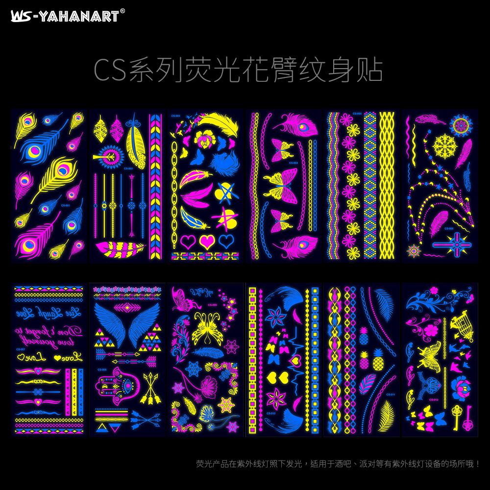 Hot Creative Fluorescent Flower Arm Tattoo Sticker Face Sticker Waterproof Music Festival Arm Tattoo Sticker