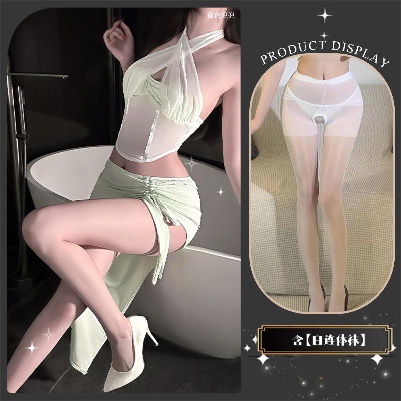 Sex underwear seduction passion neck belly pocket set pure desire wind can show buttocks set perspective backless flirting